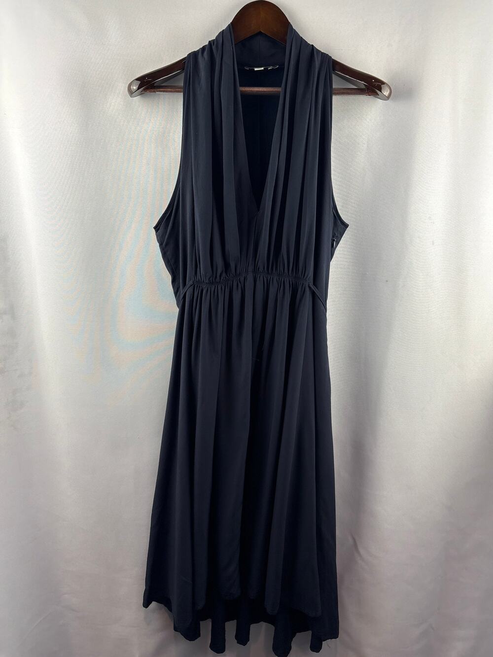 Women’s Molly Bracken Large Dark Navy Cowlneck Midi Dress